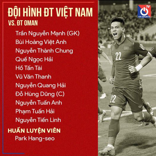 Đội hình ra quân của ĐT Việt Nam trước ĐT Oman