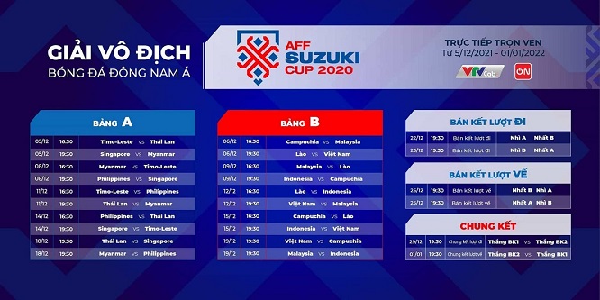 Lịch trực tiếp AFF Cup 2020 trọn vẹn trên VTVcab ON