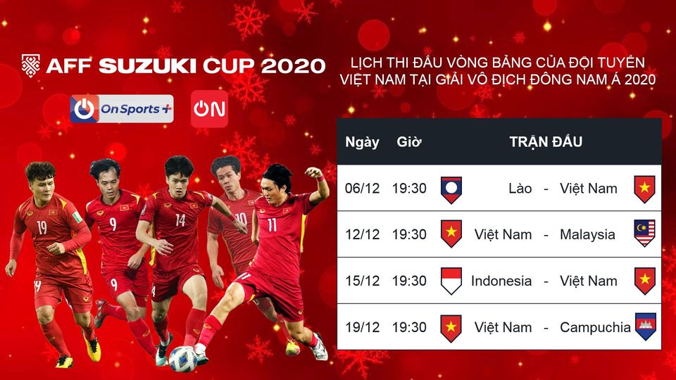 Kênh trực tiếp xem ĐT Việt Nam thi đấu tại AFF Suzuki Cup 2020
