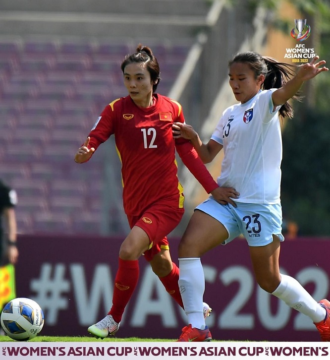 Đội tuyển nữ Việt Nam nhập trận với quyết tâm có 3 điểm. Ảnh AFC