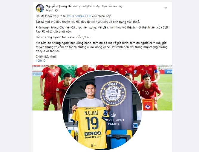 Quang Hải chính thức ra nhập Pau FC