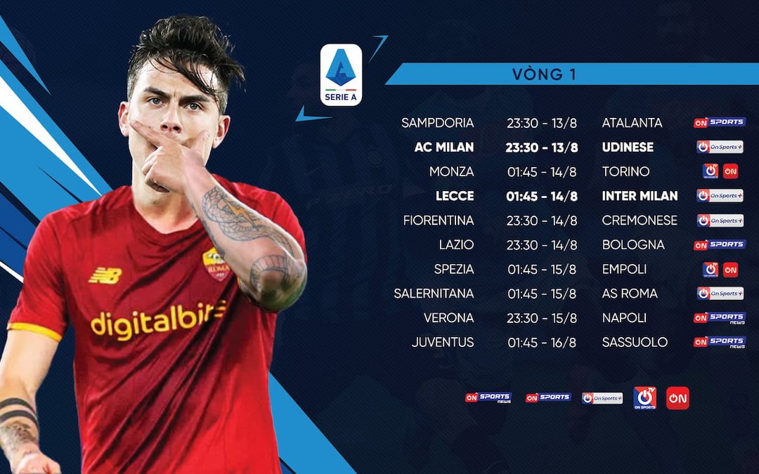 Lịch thi đấu và kênh trực tiếp bóng đá Ý - Serie A trên VTVcab