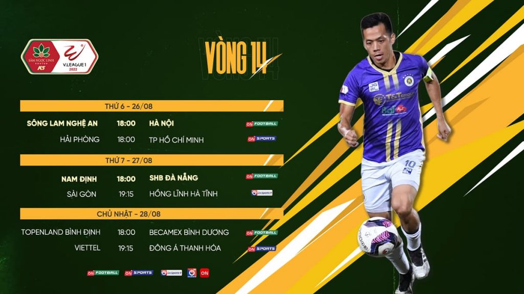 V.League 1 vòng 14 trên ứng dụng và website VTVcab ON