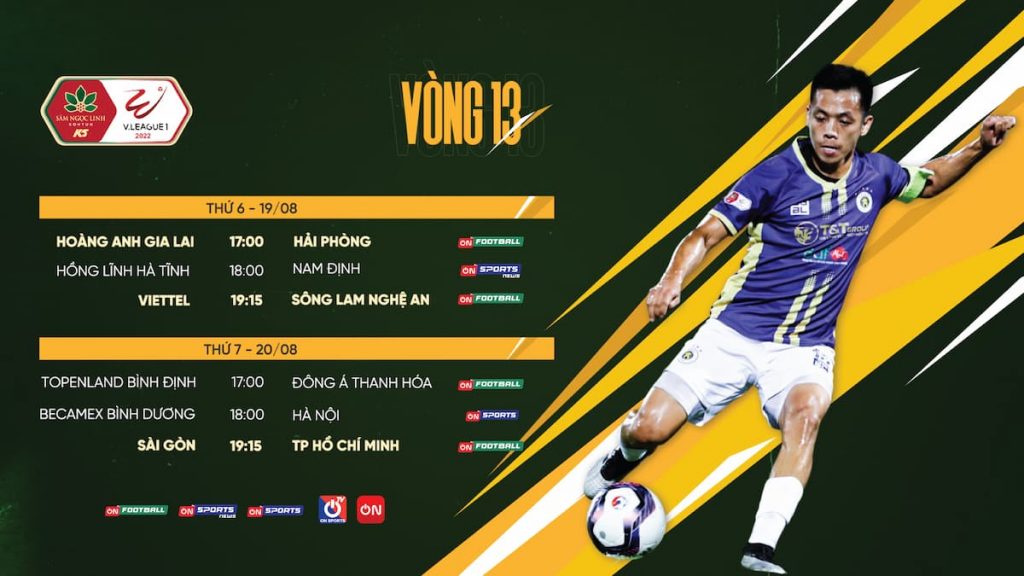 Lịch thi đấu và kênh trực tiếp V.League 1 vòng 13 trên VTVcab ON