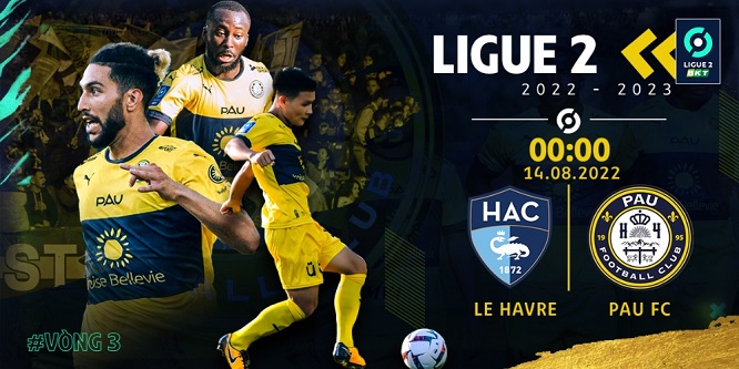Link xem trực tiếp Quang Hải tại Pau FC, Ligue 2, 00h ngày 14/08
