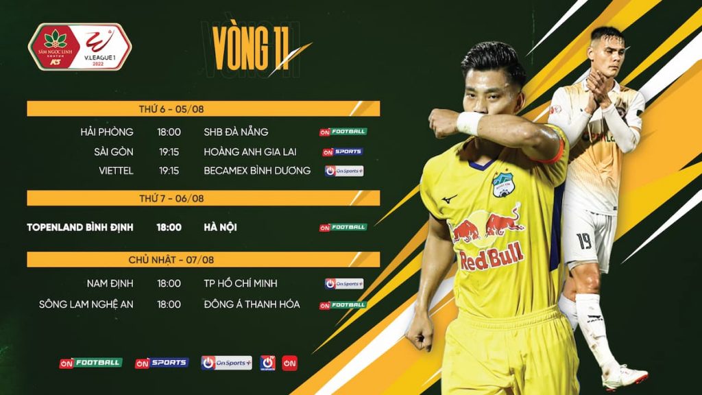 Link xem trực tiếp bóng đá V.League 1 vòng 11 trên VTVcab ON