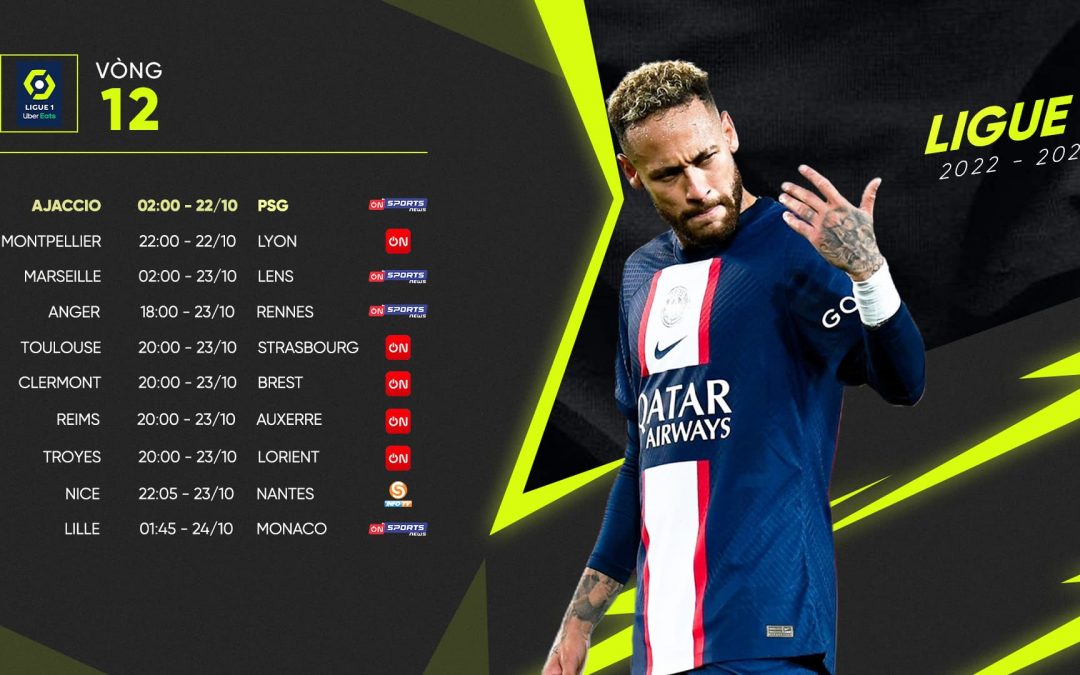 Lịch thi đấu và kênh trực tiếp bóng đá Pháp - Ligue 1 vòng 12 mới nhất