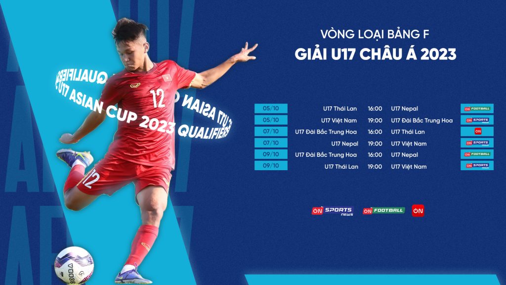 VTVcab ON trực tiếp vòng loại bảng F Giải U17 châu Á 2023