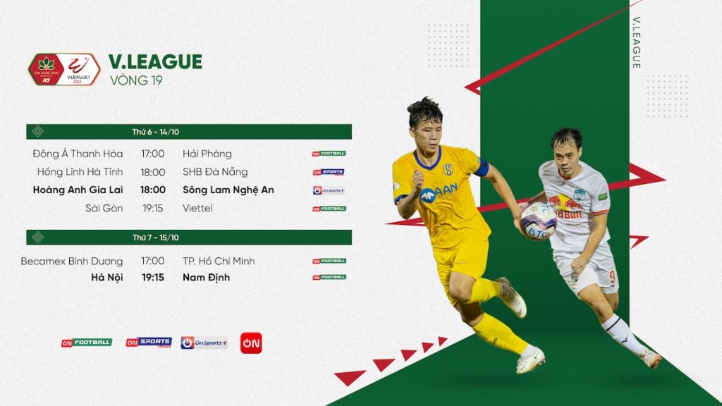Link xem trực tiếp bóng đá V.League 1 vòng 19 trên VTVcab ON