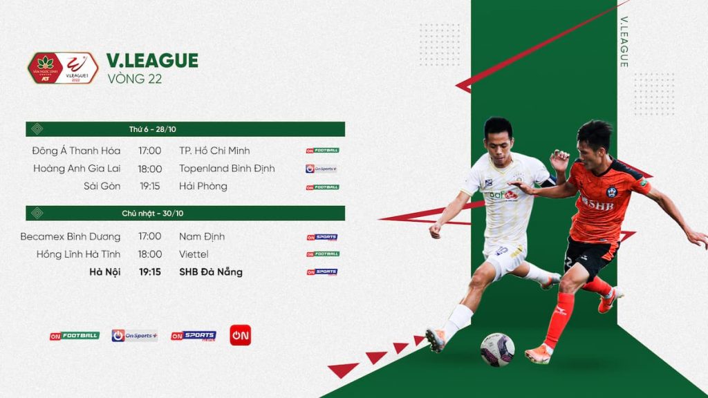 Link xem trực tiếp bóng đá V.League 1 vòng 22 trên VTVcab ON