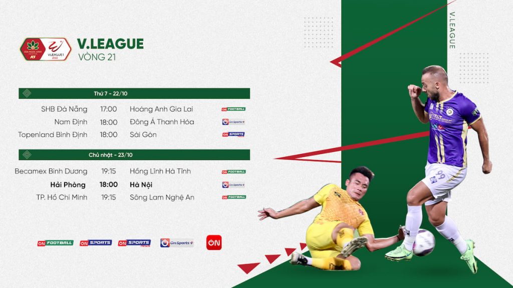 Link xem trực tiếp bóng đá V.League 1 vòng 20 trên VTVcab ON
